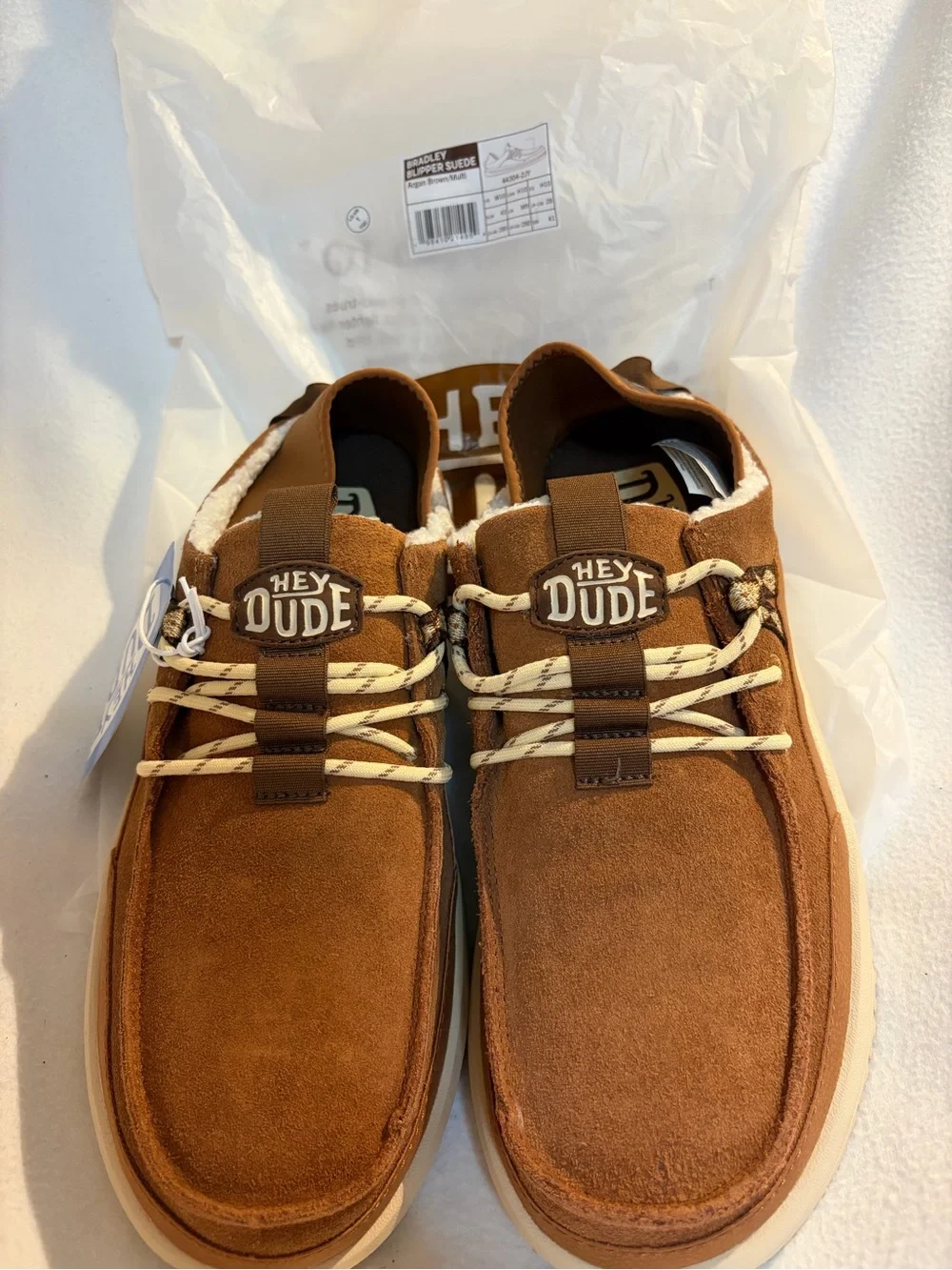 Hey Dude Men’s Tan Suede Slip-On Loafers